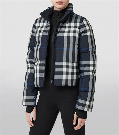 burberry puffer jacket ladies|Burberry check cropped puffer jacket.